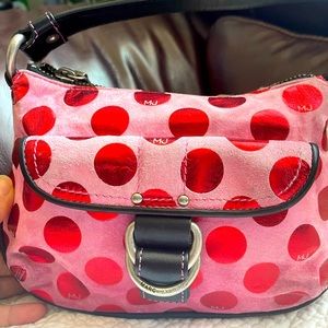 Marc jacobs red metallic dots suede bag small